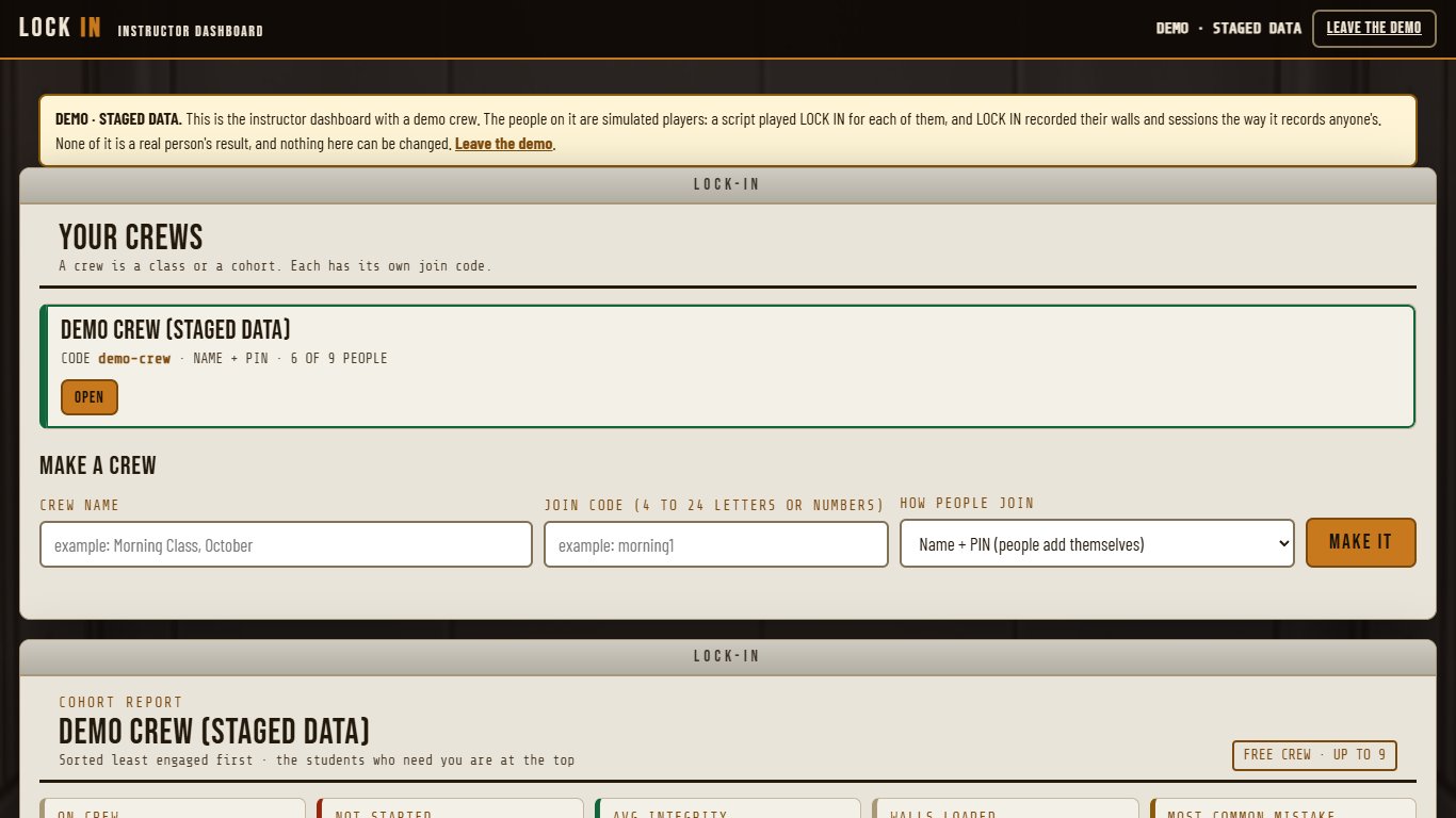 The demo dashboard's staged-data note.